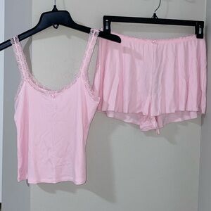 NWT SKIMS CHERRY BLOSSOM Lace Trim Pajama Set both size m